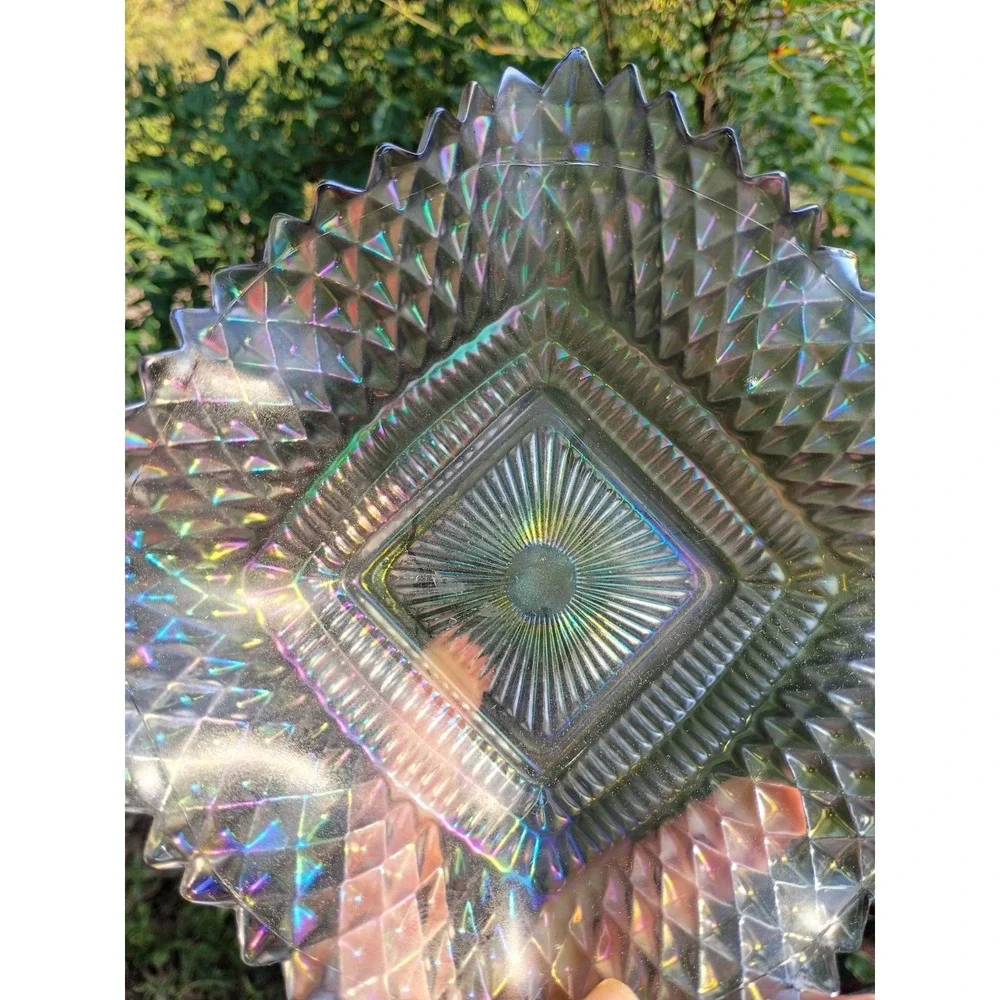Indiana Glass Diamond Point Square Candy Dish 7